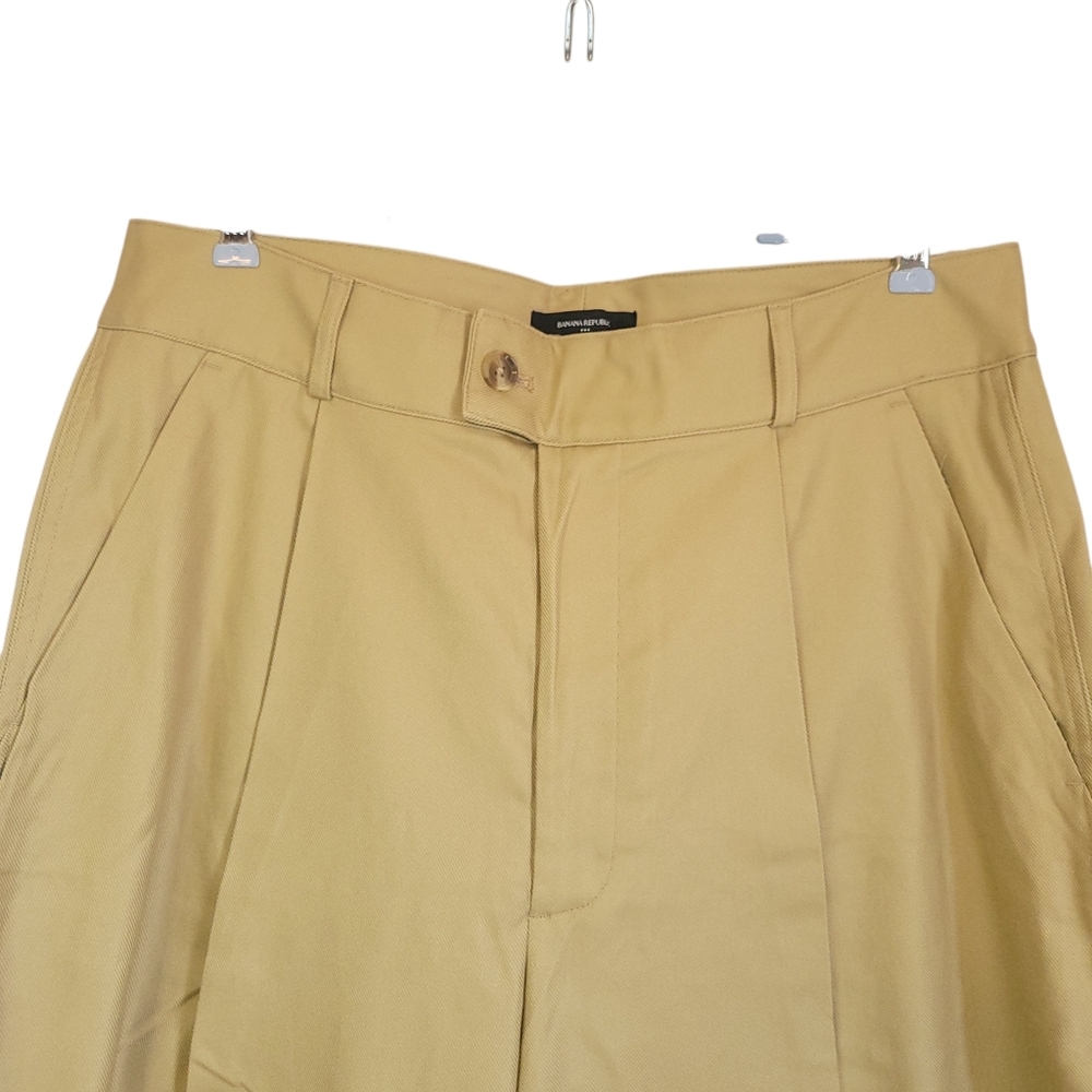 Banana Republic Wide Leg Trouser Pants Sz 12 Khaki Twill High Rise Quiet Luxury - Picture 5 of 12